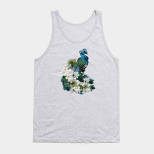 Blue-green Metallic Peacocks Tank Top